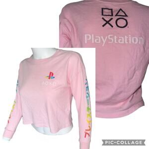 Juniors XS SONY long sleeve cropped pink play station crop top​​
